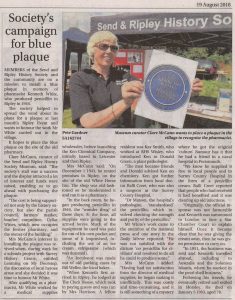 Society's Campaign for Blue Plaque
